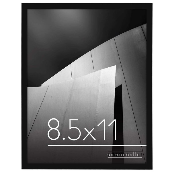 Americanflat 8.5x11 Picture Frame in Black - Thin Border Photo Frame with Shatter-Resistant Glass, Hanging Hardware, and Built-in Easel for Horizontal or Vertical Display Formats for Wall or Tabletop
