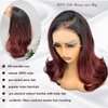 LOLYDEER 1B99J Red Synthetic Lace Front Wig 18 Inch Body Wave Lace Front Wigs 13X6 Glueless Lace Frontal Wigs Dark Root Red Wigs For Women Pre-plucked With Baby Hair Wavy Free Part Lace Wigs