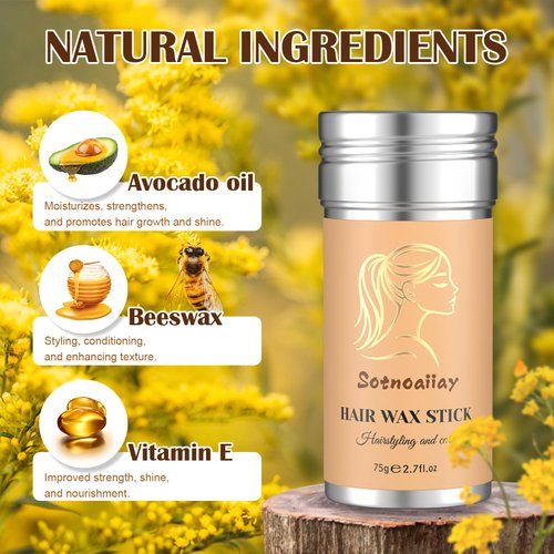 Hair Wax Stick for Woman Man, Wax Stick for Hair Slick Stick, Styling Wax for Smooth Wigs, Non-greasy, For Flyaways Edge & Frizz Hair 2.7 Oz