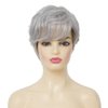 Salaibs Grey Short Curly Wigs for Women with Bang Natural Looking Gray Synthetic Hair Wig for Daily Party Use