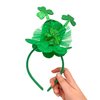 Needzo Little Top Hat St. Patrick's Day Sequin Headband, Green Hair Accessory With Clovers and Tulle for Holidays and Themed Parties, One Size Fits Most (Top Hat with Clovers and Tulle)