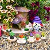 25 Pieces Dollhouse Potted Plants Miniature Artificial Plant Tiny Bonsai Model Mini Flowerpot Fake Succulent Doll House Mini Plant Model Figure for 1:12 Dollhouse Decor Mini Garden (Cute Style)