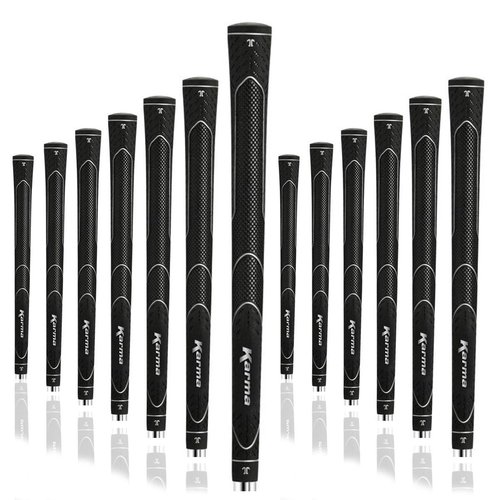 Karma Super Lite 13 Piece Golf Grip Set, Black Oversize +3/32” Ultra Light Weight Rubber Replacement Golf Grips, Increase Swingweight and Head Feel, Reduce Overall Weight to Swing the Golf Club Faster