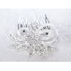 Generic Gold or silver crystal flower hair comb barrette clip bridal clip bridal (Primary color: Silver)