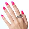 GLAMERMAID Press on Nails Short Almond, Handmade Fluorescence Hot Pink Glue on Gel Nails, Short Stiletto Acrylic False Nails Kits Reusable UV Finish Full Cover Stick on Nails for Women Girls