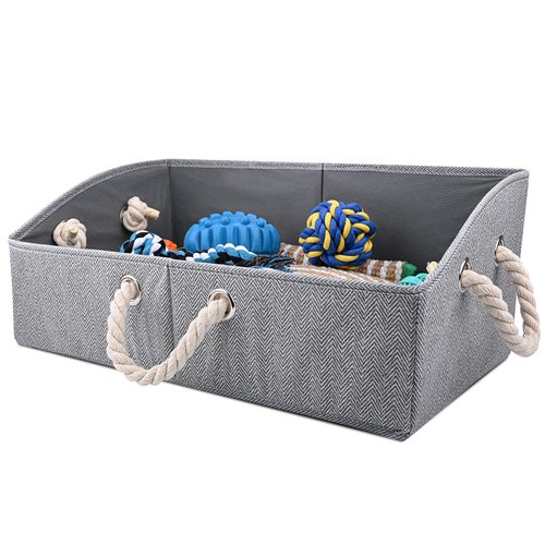 MYFAMIREA Dog Toy Storage Bins, Foldable Pet Toy Chest Organizer Basket with 3 Handles, Perfect for Pet Toys, Clothing, Blankets, Leashes and Food