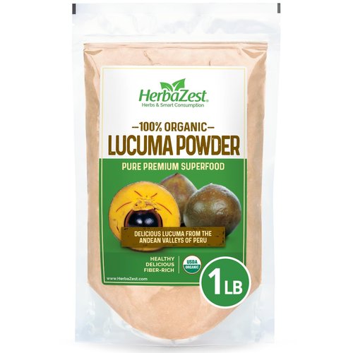 HerbaZest Lucuma Powder Organic - 1 LB - USDA Certified, Vegan & Gluten Free Superfood - Tasty Addition to Smoothies, Desserts, Ice Cream & More