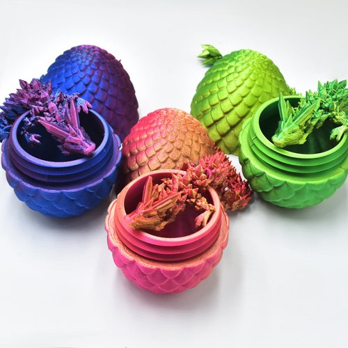 MEIEST 3 PCS Mini 3D Printed Dragon in Egg,Full Articulated Crystal Dragon,Flexible Joints Home Decor Executive Desk Toys, Creative Gifts