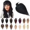 SEGO Hair Toppers for Women Real Human Hair With Bangs 7 * 13CM Silk Base 100% Remy Human Hair Clip in Top Wiglet Hair Pieces for Thinning Hair -16 Inch Jet Black