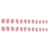 Press on Short Square Acrylic Fake Nails with Apricot Design Full Cover False Glossy Nude Glue on Artificial Stick on Nails for Women 24Pcs (French White Rhinestones)