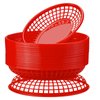 GothaBach 24 Pack Fast Food Baskets, Plastic Fast Food Restaurant Baskets, Bread Fry Baskets Serving Tray for Hot Dogs, Chicken, Burgers, Sandwiches, Fries(Red)