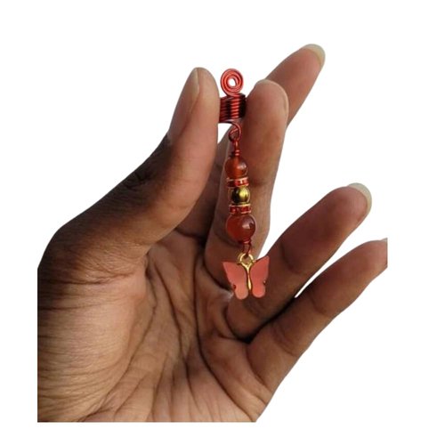 Bead It Wear It Love It Carnelian Crystal Loc Jewelry, Handmade Copper Wire Wrapped Dreadlock Jewelry, Butterfly Beads For Braids, Locs, And Twists, Handmade Crystal Loc Accessories (Silver)