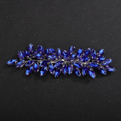 Teyglen Crystal Bride Wedding Hair Clips Bridal Blue Rhinestone Hair Clip Handmade Full Rhinestone Hair Barrette Red Blue Hair Pieces Sparkly Crystal Headpieces Hair Accessories for Women Bride Girls