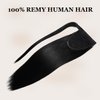 JIAMEISI Ponytail Extension Human Hair Wrap Around Clip in Hair Piece Ponytail Extension Human Hair Straight Ponytail For Black Women with Magic Paste 70G(16 inch, Black #1)