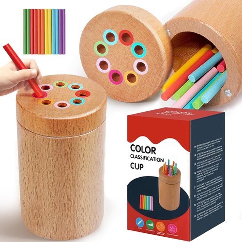 HBKJ Montessori Toys for 1-3 Years Old - Wooden Learning Color Sorting Toys for Toddlers Age 1-3 Infants Boys Girls Fine Motor Developmental Sensory Games Busy Board 1 Year Old Baby Gifts