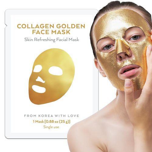 Korean Collagen Face Mask 15 PACK - 24K Gold Face Mask Skin Care - Premium Alternative to Korean Sheet Masks - Deep Collagen Mask For Face, Skin - Hydrating Face Masks Skincare - Korean Face Mask Set