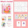 MIROLA KIDS 3 in 1 Fashion Design Drawing Book for Girls, Princess Dress-up Activity Book with Watercolor Painting, Stickers, Poking, Puzzle Puncture Painting for Kids, DIY Craft Kit for 3 4 5 6
