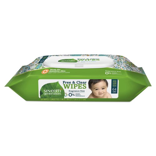 Seventh Generation Baby Wipes, 64 Count