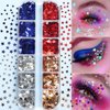12 Grids 4th of July Star Nail Glitter Sequins Shiny Red Blue Sliver Gold Star Nail Stickers Decals Independence Day Nail Sequins Flakes 3D Glitter Nail Art Supplies for DIY Nail Eye Face Body Decor