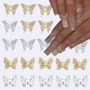 20Pcs Butterfly Nail Charms for Acrylic Nails 3D Crystal Butterfly Nail Art Charms Gold Silver Butterflies Nail Rhinestones Butterfly Nail Jewels Nail Gems Charms for Nails DIY Manicure Decoration
