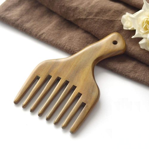 1 Pack Sandalwood Hair Pick Wide Tooth Hair Comb Hair Beard Pick Comb Wooden Hair Comb Afro Pick Lift Comb