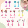 32-IN-1 Little Girls Jewelry Rings, Adjustable Toddler Ring in Box with 7 Pairs Clip On Earring, No Duplication Princess Dress Up Toy for Kids, Gift for 3 4 5 6 7 8 9 Year Old Girl Birthday Xmas Gifts