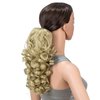 SWACC 12-Inch Short Screw Curls Claw Clip Ponytail Extensions Synthetic Clip in Drawstring Curly Ponytail Hairpiece Jaw Clip Hair Extension (Dark Honey Blonde/Bleach Blonde Mixed- 16/613)