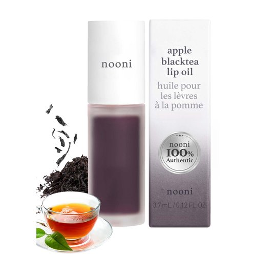 NOONI Korean Lip Oil - Appleblacktea | Lip Stain, Stocking Stuffers, Enriching, Tinting Dry Lips with Apple Seed Oil, Sweet Almond Oil, Vegan, 0.12 Fl. Oz. (Sheer Black Tea)
