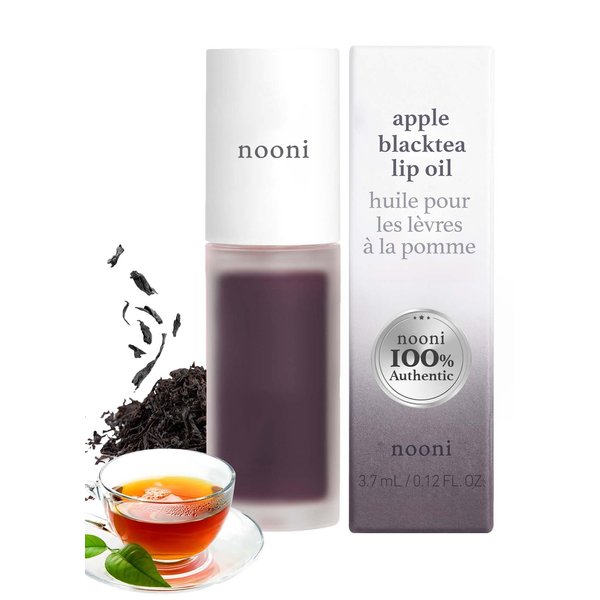 NOONI Korean Lip Oil - Appleblacktea | Lip Stain, Stocking Stuffers, Enriching, Tinting Dry Lips with Apple Seed Oil, Sweet Almond Oil, Vegan, 0.12 Fl. Oz. (Sheer Black Tea)