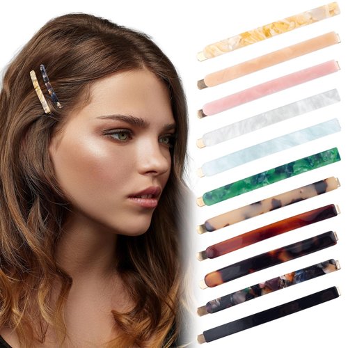 KIKOOD Bobby Hair Clips French long Barrettes Geometric Polished Tortoise Shell Hair Barrettes Cl...