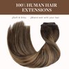 GOO GOO Wire Hair Extensions Human Hair, 4/27/4 Chocolate Brown with Caramel Blonde Balayage 18inch 95g, Invisible Wire Hair Extensions with Transparent, Seamless Fish Line Hairpiece