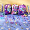 Tellingyou 140 Pcs Roller Skate Party Favors Includes 12 Drawstring Backpacks 12 Silicone Wristbands 12 Badges 12 Keychains 18 Notepads 12 Pencils 12 Slap Bracelets 50 Stickers for Retro Hip Hop Party