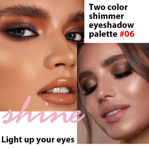 FeiCuiYun Double color eye shadow, Eyeshadows Creamy, high pigment eye makeup palette, matte shimmer metal eye shadow powder, Blendable, Ultra-Pigmented, Easy to Apply, Matte & Shimmer, (06)