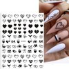 Valentine's Day Nail Art Stickers Black Heart Shape Romantic Cupid Nail Decals Exquisite Nail Art Supplies 3D Self Adhesive Design Valentine's Day Nail Stickers for Women Girls DIY Nail Decoration