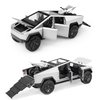 Cybertruck with Cyberquad Car Toy 1:24 Cyber Toy Trucks Sliver Cybertruck Metal Diecast with Lights Sounds Effects, Fun Toys Holiday Great Gifts Idea for Kids Boys