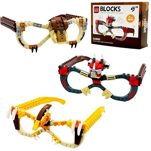 Building Bricks Block Glasses Frames Playset Dinosaur Building Blocks Eyeglass Frames Party Favors Supplies Games Toys for Kids 6-12 Years (3Pair Dinosaur Glasses Frame)
