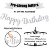 PatiCool Silver Happy Birthday Banner, Pre-Strung Glitter Silver Happy Birthday Sign, 10 Feet, NO DIY, Happy Birthday Letter, Happy Birthday Garland for Women Men Birthday Party Decorations Supplies