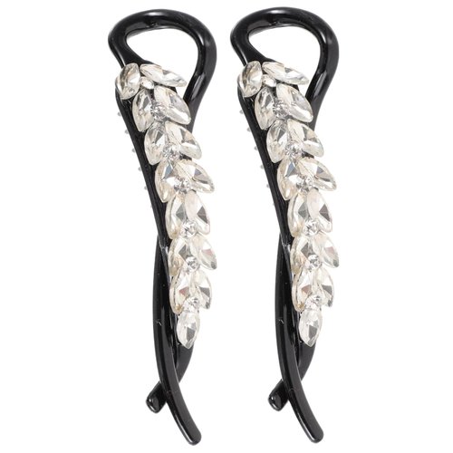 HONMEET 2pcs Twist Clip French Simple Updo Ponytail Hair Clip Banana Clip Headdress (black Wheat Hair Clip) Rhinestone Hair Accessories Hair Barrette France Korean Version Miss