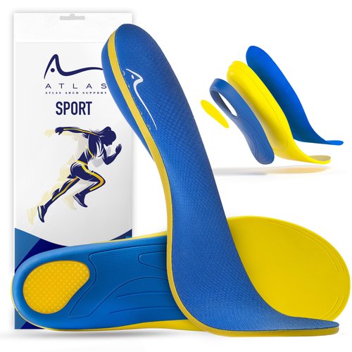 Atlas Arch Support- Sport Insoles, Shock Absorption Pain Relief for Plantar Fasciitis, Athletic Insoles for Men & Women, Breathable Sneaker Inserts for Running, Walking, Hiking & Training