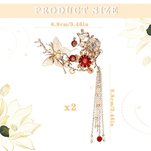 FERCAISH New Butterfly Tassel Hair Clip, Classic Style Pearl Hair Clip Hair Accessories for Traditional Clothes Festive Wedding Cosplay
