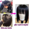Rebasar Short Bob Wigs Human Hair 8 Inch Glueless Wear and Go Bob Wig With Bangs Human Hair Wigs for Black Women Human Hair Brazilian Straight Hair None Lace Front Natural Black Wig