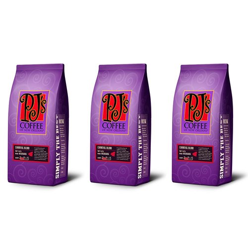 PJ's Coffee - Carnival Blend Ground Coffee (Pack of 3) - Nutty & Spicy Flavor of New Orleans