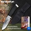 Hunting Knife with Sheath Survival Knives for Men - Best Tactical Camping Hunting Hiking Knife - Bushcraft Field Gear Accessories Tool - Fixed Blade Sharp Knofe with Rubber Handle for Men 148109