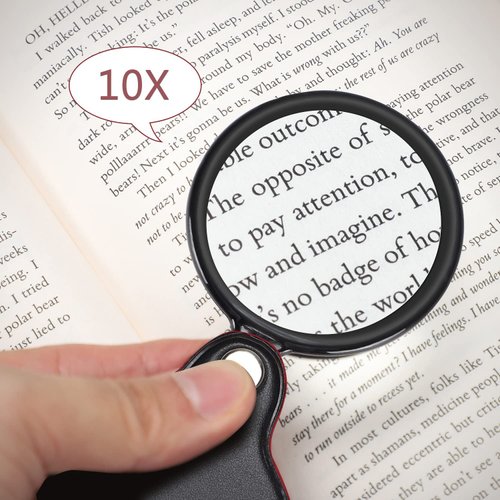 TEOYALL 10X Small Magnifying Glass, 2 PCS Mini Pocket Magnifier Folding Magnify Glass with Rotating Protective Holster