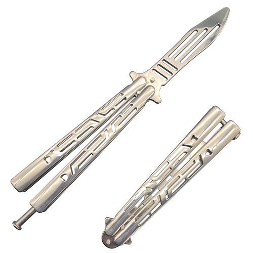 EMHFLYFN New Dull Stainless Steel Handle Butterfly Comb Practice Trainer for Training Unsharpened Blade Folding Tool Set