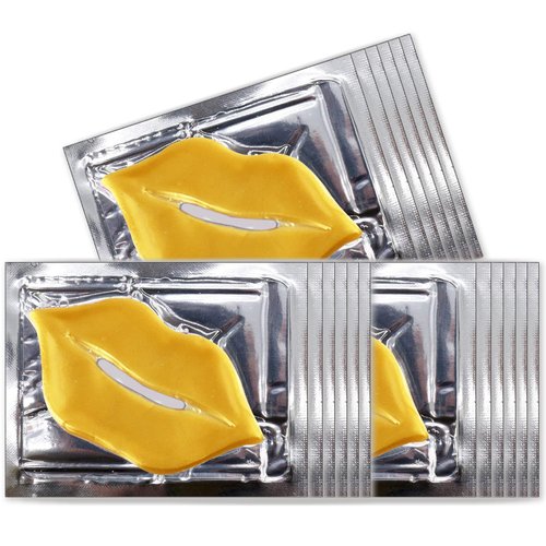 Nielies 30 Pairs 24K Collagen Lip Mask, Lip Plumber for Anti- Aging, Lip Sleeping Mask, Hydrating,Moisturzation collagen lip, Reducing lip Wrinkles for Women Men -Gold (30 Pairs Lip Mask Gold)…