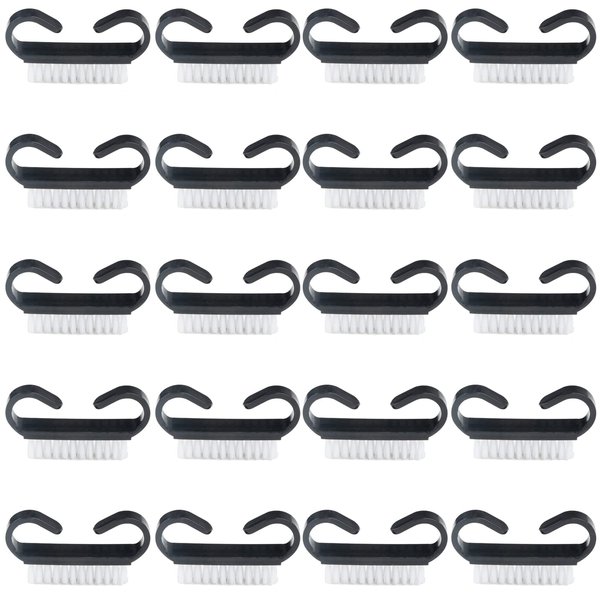 Nail Cleaning Brush- 20 Pcs Home Plastic Nail Brushes with Black Handle Grip Fingernial Brush Cleaner Travel Portable Nail Art Manicure Tools for Toes and Nails