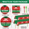 98 Pcs Christmas Ugly Sweater Party Supplies Tacky Sweater Party Plates Tablecloth Xmas Party Decorations for Christmas Holiday Tableware Set Paper Plates Napkins Forks for 24 Guests