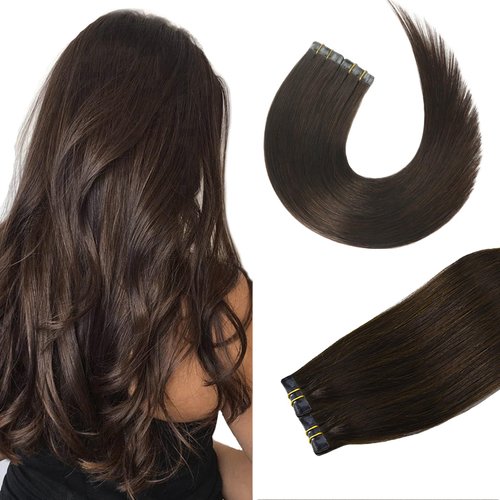 Aison Dark Brown Invisible Tape in Hair Extensions Human Hair 16 Inches 30g 20 Pcs/Pack Tape ins Human Hair Extensions Invisible Tape in Extensions