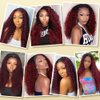 Ombre Dark Red Curly Weave Human Hair 3 Bundles 99J Brazilian Curly Hair 100g/Bundles Burgundy Kinky Curly Human Hair Extensions for Black Women (10"12"14")